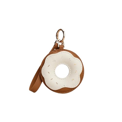 Leather Donut Charm for Handbags, Purses, Totes, Keychains and Cars Handmade with Alran Sully Goatskin (Metal-clasp strap) (Metal-clasp strap)