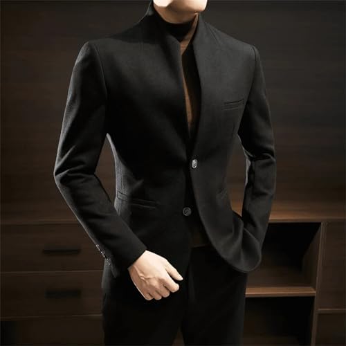 Men's Business Casual Double Breasted Stand Collar Blazer Simple Elegant Loose Dressy Suit Jacket2