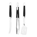 Hamilton Beach 3-Piece BBQ Tool Set: Stainless Steel Grilling Spatula, Tongs, and Knife
