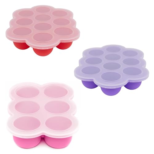 Image of WeeSprout Silicone Baby Food Freezer Trays 3-Pack Bundle - 2 Ten 1.5oz & 1 Six 3oz Portions - Clip-on Lids - Homemade Purée & Breast Milk Storage