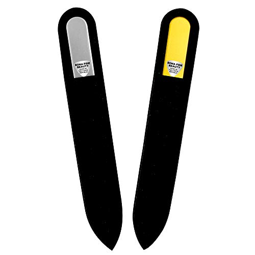 Bona Fide Beauty Glass Nail Files, Gentle Nail Care, File in Any Direction & Enjoy a Professional Smooth Finish - Bona Fide Beauty Gold & Silver Premium Czech Crystal Glass Files