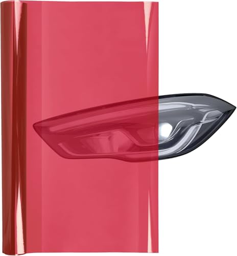 Image of WALLMATE Headlight Taillight Film Self Adhesive Smoke Film Fog Light Film Vinyl Tint Wrap Film Car&Bike Protection Film Sheet Sticker (Red Smoke, 12x100 Inch)