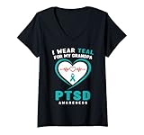 Photo Gallery donna indosso teal per la consapevolezza di mio nonno ptsd maglietta con collo a v Photo Gallery donna indosso teal per la consapevolezza di mio nonno ptsd maglietta con collo a v