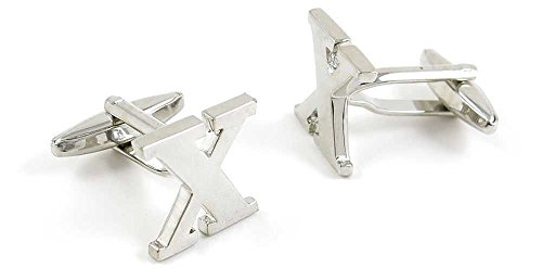 Par de Mancuernas para Hombre Letra X Plata Blanca