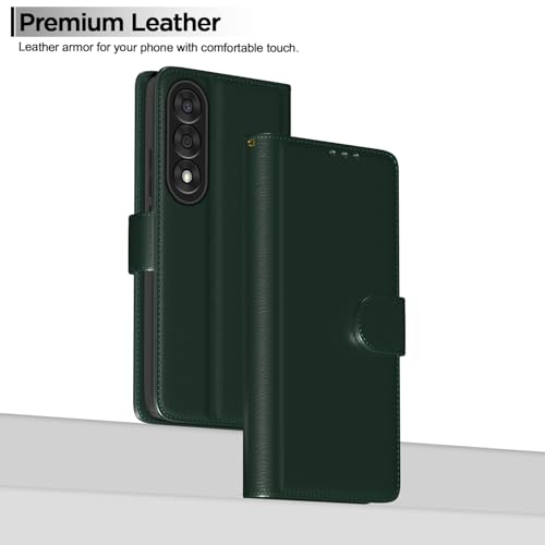 Image of Amazon Basics Flip Cover for OnePlus Nord 5 5G Leather Finish | Wallet Stand and Shock Proof | Inside TPU with Card Pockets | Complete Protection Flip Case (Green)