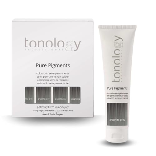 Tonology Pure Pigment Grafite Grey | Tinte Semipermanente sin Amoniaco, Tinte Fantasía, Mascarilla, Aporta Nutrición y Brillo, Gris Oscuro - 100ml