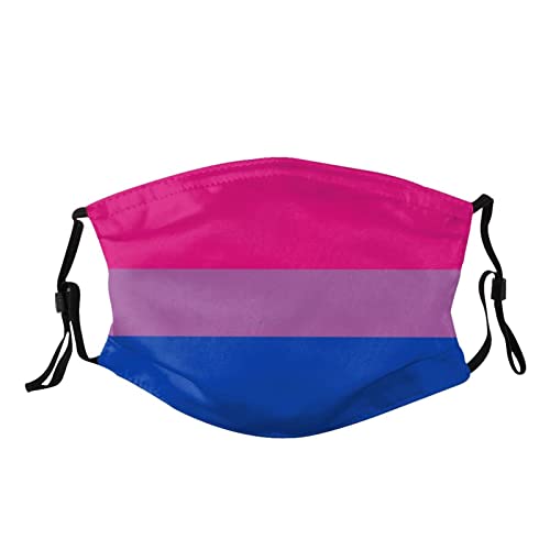 Bisexual Pride Flag LGBTQ Face Mask Washable Reusable Adults Breathable with 2 Filters Black