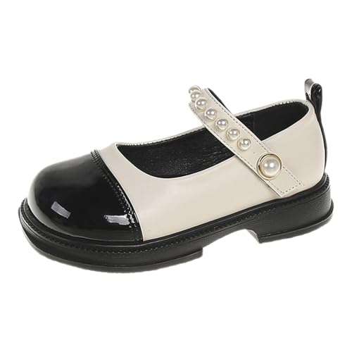 Dress Shoes for Girls Bow Flower Girls Mary Jane Flat Pearl Strap Non-Slip Cute Wedding Birthday Party Sandals