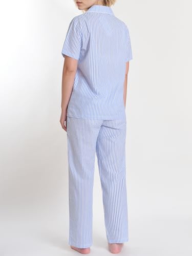 Women's Petite Pajama Set 2 Piece Cotton Seersucker Pjs3