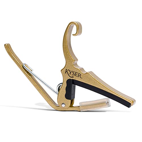 Kyser Capodastre Quick-Change pour guitares acoustiques à 6 cordes, Or, KG6G - Les Beatles, Paul McCartney, John Lennon, RIngo Starr, George Harrison Kyser Capodastre Quick-Change pour guitares acoustiques à 6 cordes, Or, KG6G