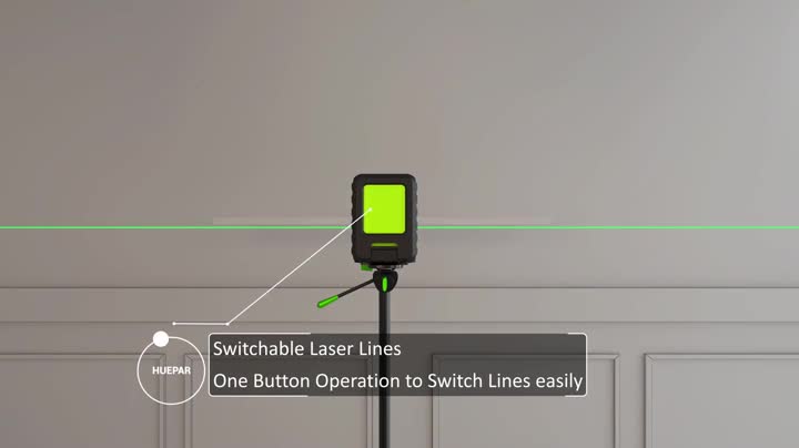 Huepar BOX-1G Green Laser Level with Pulse Mode, 0.2mm Pro Accuracy, Switchable Cross Line Self-Leveling Line Laser, Large Fan Angle with 150 Vertical&130 Horizontal Laser Line, 360° Magnetic Base