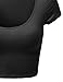 Basic Solid Scoop Neck Slim Fit Short Sleeves Crop Tops Black S