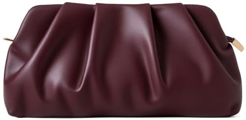 Image of Evening Bag for Women Ruched Clutch Purse Detachable Metal Chain Crossbody Bag