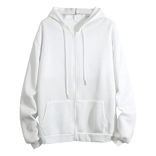 Sudadera ligera de verano para mujer, talla grande, cárdigans para mujer, ropa deportiva, con capucha, blusa, suéter, sudadera con capucha, ropa deportiva, sudadera con capucha para otoño, blanco, S