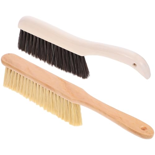 NOLITOY 2個 長柄木製ハンドル付き柔らかい除塵ブラシ 家具やデスクのホコリ取り用 多機能お掃除ブラシ 家用清掃用具