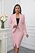 Women's 2 Piece Suit Skirt Set Business Casual Long Sleeve Blazer and Pencil Skirt Church Outfits Pink M