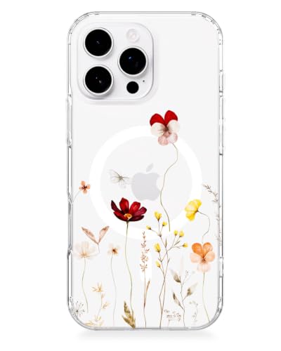 Coque iPhone 16 Pro Max MagSafe fleurs sauvages idée cadeau