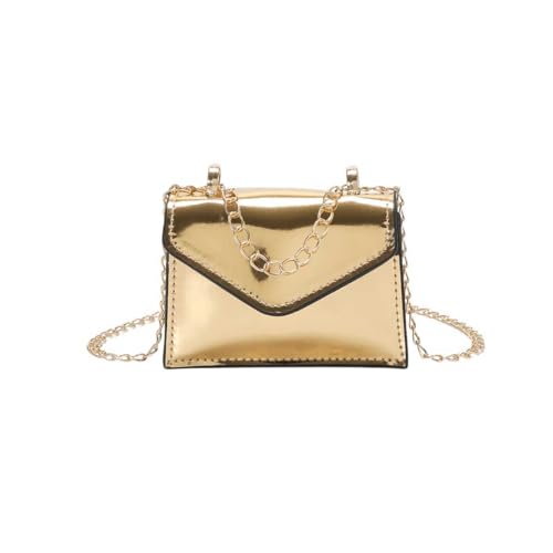 GORGLITTER Women's Metallic Crossbody Bags Adjustable Chain Strap Handbags Shoulder Bag Flap mini Square Bag