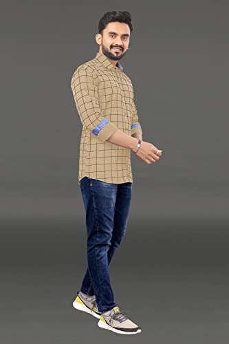 Image of Men's Casual Cotton Checks Shirt