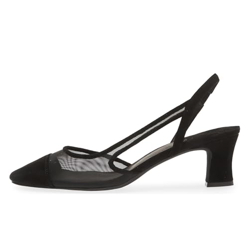 Image of MICIFA Slingback Heels for Women,Round Toe Chunky Heeled Pumps Ankle Strap Fashion Splicing Dress Shoes