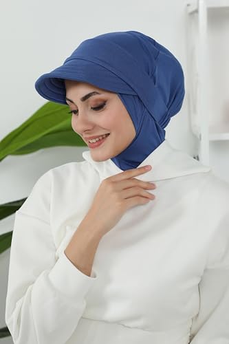 Detachable Visor Cotton Turban for Women Strech Head Wrap Combed Cotton Stylish One-Size Cap2