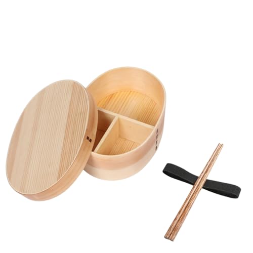 Ruying 木製 曲げわっぱ 弁当箱 電子レンジ 食洗機対応 1010ml 仕切り ランチバンド シリコンリーフバラン付き 温めOK お弁当 運動会 ピクニック 遠足 女性 子供 遠足 正月 おせち プレゼント お祝い わっぱ弁当 天然木 自宅 家庭 (