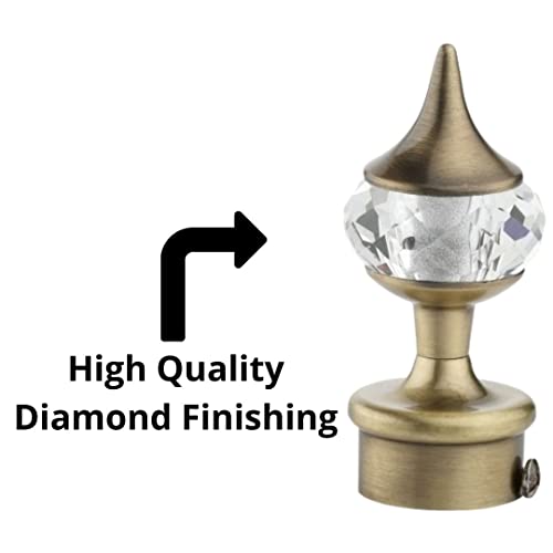 INKART� Diamond Stainless Steel Curtain Bracket Parda Holder with Support 1 Inch Rod Pocket Finials Designer Door and Window Rod Support Fittings (Pack of 2, Antique) - Image 5