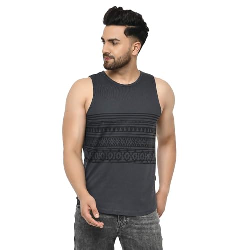 Image of Rigo Stylish Cotton Printed Vest for Men | Round Neck,Regular Fit, Sleeveless T-Shirt Vest for Men | Casual Innerwear Sando for Men & Boys - Perfect for Workouts Gym, Vacations, and Beaches