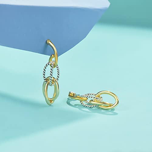 UNY Jewel Jewelry Make a Statement With Our Two Tone Double Links Twisted Cable Wire Earrings Featuring Detailing Perfect For Any Occasion2