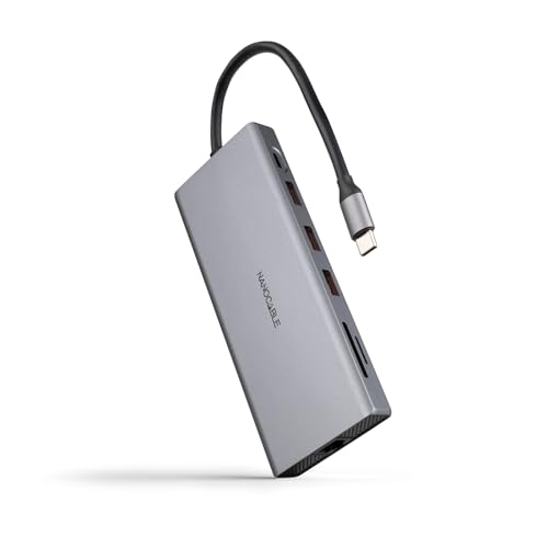 Hub USB-C 12 en 1 con HDMI 4K 60Hz triple pantalla y puerto Ethernet Gigabit RJ45