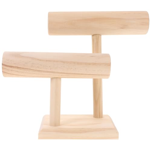 IMIKEYA 2-Tier Bracelet Holder Wooden T-Shaped Jewelry Display Stand Vintage Watch Bangle Organizer Table Top Necklace Storage Rack for Home Or Store Use
