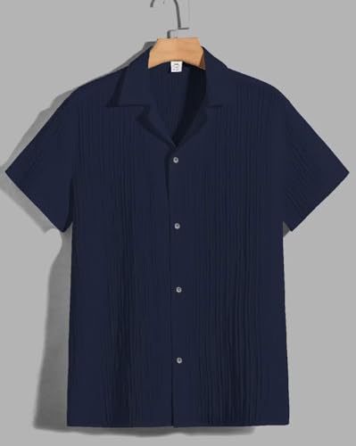 Image of Men's Relaxed Fit Striped Short Sleeve Button-Down Casual Shirt