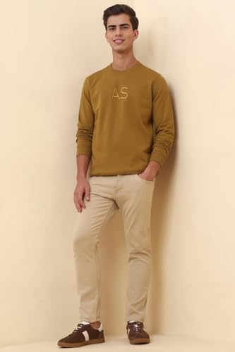Image of Allen Solly Men's Cotton Blend Crew Neck Sweatshirt with Straight Pocket