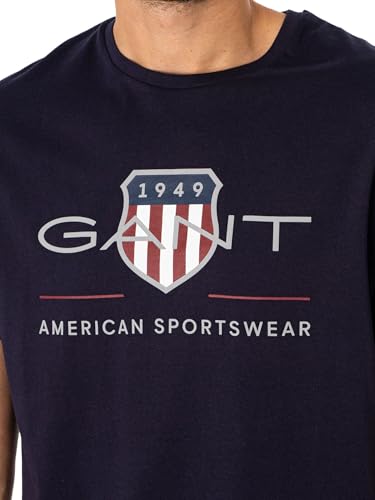 GANT Reg Archive Shield SS T-Shirt Camiseta, Evening Blue, 3XL para Hombre