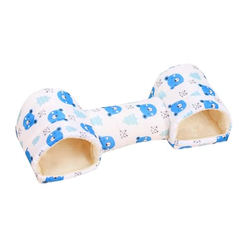 Yajuyi ハムスタートンネル洞窟洗える暖かい生息地ケージおもちゃモルモットトンネルウサギのおもちゃ砂糖グライダー用ガービルラットドワーフウサギ, 青