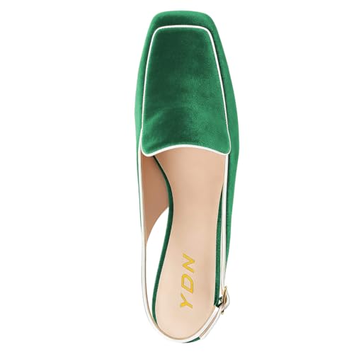 Image of YDN Women Closed Square Toe Block Low Heels Slingback Formal Loafer Dressy Shoes Office Lady Pump Size 4-15 US