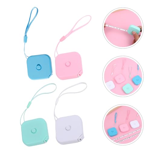 Juego de 4 cintas métricas retráctiles portátiles multicolor miniatura 7