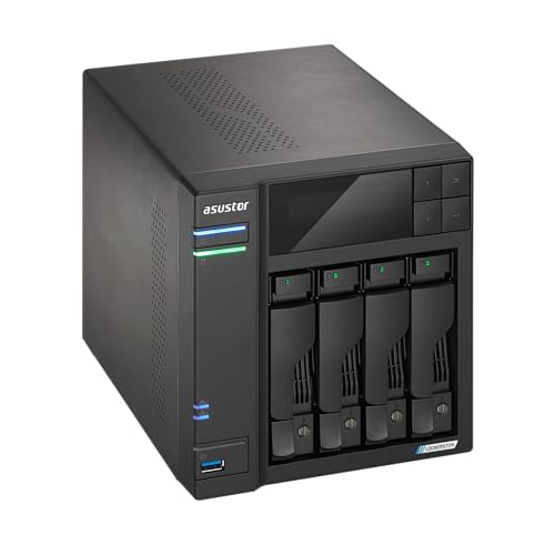 Image of Asustor Lockerstor 4 Gen2+ AS6704T v2 4 Bay NAS, Intel Quad-Core CPU, Dual 5GbE Ports, 4GB DDR4, 4 M.2 SSD Slots, HDMI, Plex Media Server, Video Editing, Creator, Network Attached Storage (Diskless)