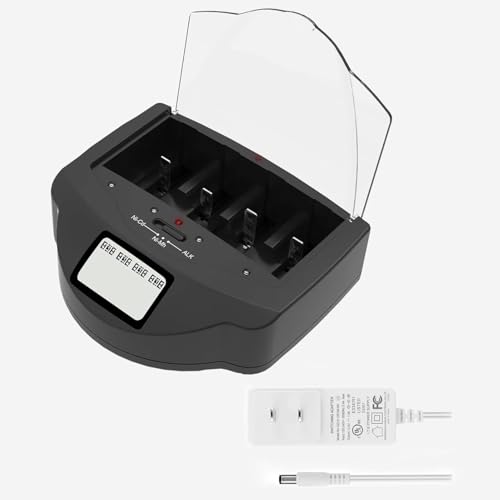 Universal Rapid Battery Charger for Alkaline, AA, AAA, C, D, 9V Ni-MH Ni-CD Rechargeable Batteries,...