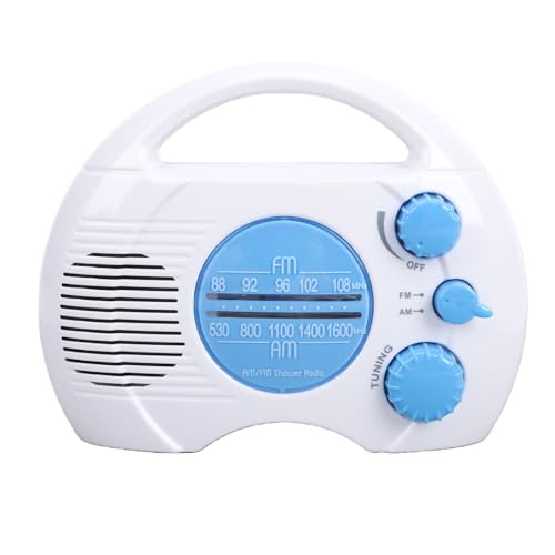 Jectse Radio de Ducha, Radio Am FM a Prueba de Agua con Sintonización Electrónica, Altavoz Incorporado para Baño, Playa, Hogar Al Aire Libre