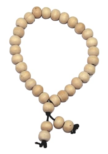 IS4A White Tulsi Beads Sumarni Bracelet Elastic Barcelet 27+1 8mm Holy Tulsi Beads Mala Rosray