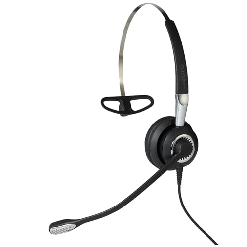 Jabra Q711362 Biz 2400 II QD On-Ear Mono Headset mit Schnelltrennkupplung -,Leichtgewichtiger Noise Cancelling Cancelling Kabel-Kopfhörer mit HD Voice und weichem Kopfpolster für Tischtelefone, Schwarz/Silber
