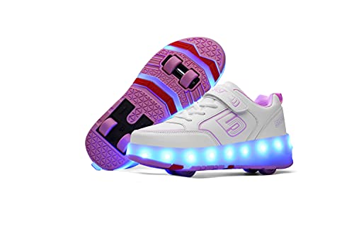 Skybird-UK USB Chargement LED Lumières Clignotant Couleur Changeant Chaussures à roulettes Multisports Outdoor 7 Couleurs LED Colorés Gymnastique Sneakers avec Rouleau de Garçon et Fille