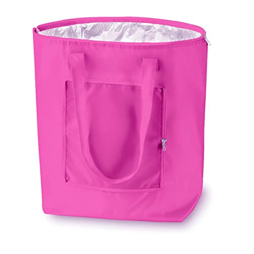 PromotionGift   Nevera plegable reutilizable, bolsa de playa y de compras ligera y duradera, con forro interior de aluminio para una perfecta función de refrigeración (rosa)