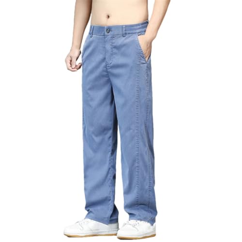 Men's Summer Thin Jeans Loose Straight Fit Casual Denim Trousers Plus Size Design Style Pants