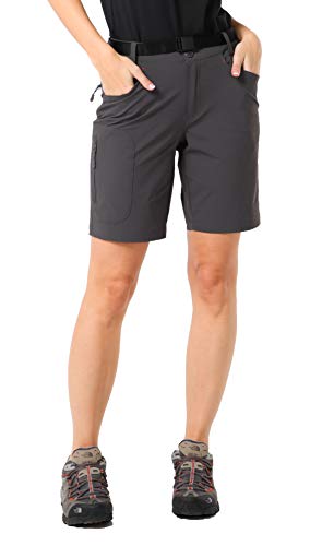 MIER Women's Stretchy Hiking Shorts Lightweight Quick Dry Cargo Shorts with 5 Pockets for Outdoor, Water Resistant, 6, Graphite Grey