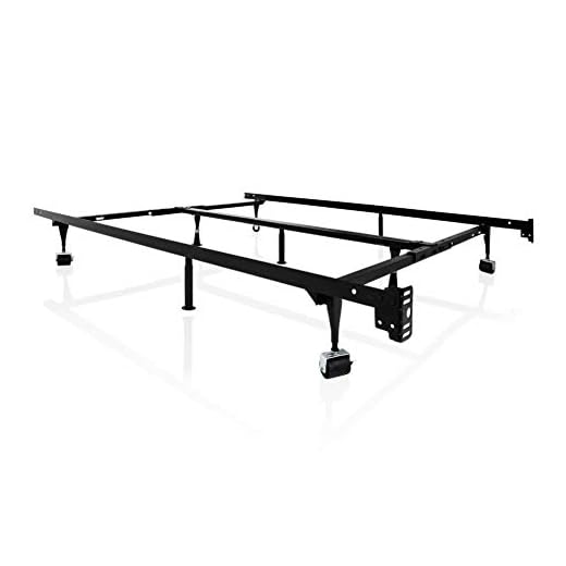 MALOUF Heavy Duty 9-Leg Adjustable Metal Bed Frame with Center Support and Rug Rollers - UNIVERSAL (King, Cal King, Queen, Full, Twin XL, Twin), Standard 7.5” Clearance