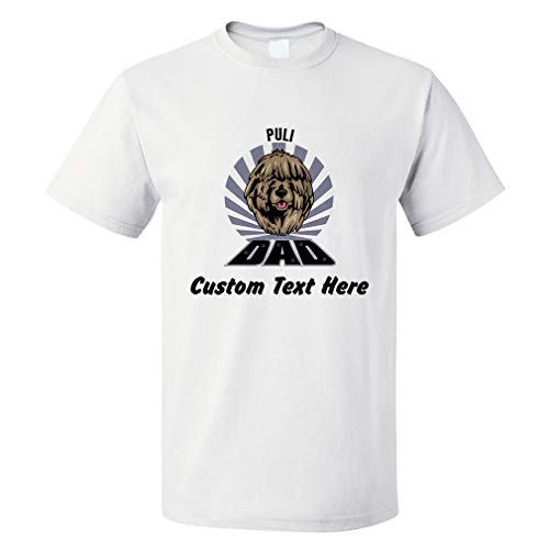 Custom Funny Graphic T Shirts for Men Dad Puli Dog Cotton Top White Personalized Text Here X Large