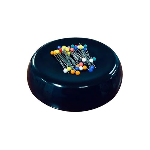 Image of Grabbit Magnetic Sewing Pincushion with 50 Plastic Head Pins - Magnet Pin Organizer for Quilting, Embroidery, Needles, Bobby Pins, & Craft Storage, Black