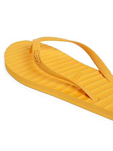 Image of CHUPPS Banana Leaf Monocrome Yellow Drift Orthopedic Slippers | Soft Footpharma Footbed | Breathable Ventilation Holes | Lightweight Flip Flops | Anti-Skid Chappals for Everyday For Unisex